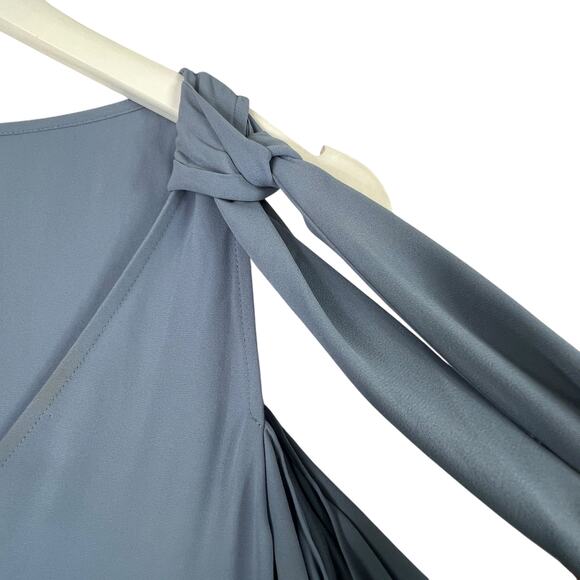 BCBGMaxAzaria Ellyson Mini Dress XXS Blue Chambray Cold Shoulder Swing Baby Doll - Picture 6 of 13